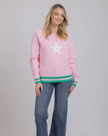 Mi Moso Contrast Sweat - Pink With Star